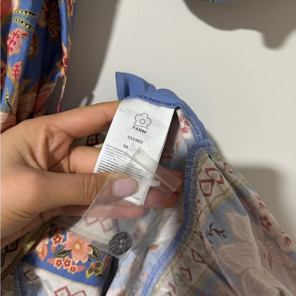 FARM Rio Blue Superbloom Tapestry Organic Cotton Mini Dress - Picture 4 of 6